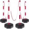 Plastic Stanchion, 4pcs Chain Stanchion, Plastic Stanchion Kit w/ 4.5ft Chain 8 S-Hooks, PE Plastic White Stanchion for