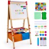 3-i-1 Kids Art Easel-dobbeltsidet træ magnetisk tavle tavle
