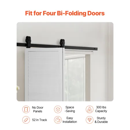 Bi-folding glidende stalddør hardware spor kit 52 "til to 24"