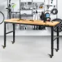 Arbejdsbænk justerbar højde, 155 x 51 cm garagebord m/ 80 â €