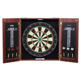 Dartboard and Cabinet Set Official Size Complete Accessory Steel Tip Dart