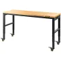 Workbench Adjustable Height, 155 x 51 cm Garage Table with 80 – 105 cm Heights & 720KG Capacity, with Power Outlets & Hardwood T