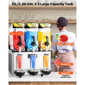 Commercial Slushy Machine 15Lx3 Tank Margarita Smoothie Frozen Drink Maker