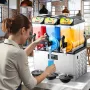 Commercial Frozen Drink Maker, 15Lx3 Triple Tank Slushy Machine, 180 Cups Stainless Steel Margarita Smoothie Frozen Drink Machin