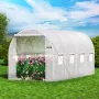 Walk-in Tunnel Greenhouse, 457.2 x 198.12 x 213.4 cm Portable Plant Hot House w/ Galvanized Steel Hoops, 1 Top Beam, 2 x Diagona