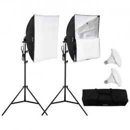 Softbox Lighting Kit 24 in x 24 in 30W 5500K LED Bulbs Adjustable Stand