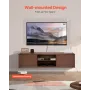 Floating TV Stand, 60" Wall Mount Entertainment Center with Adjustable Shelf & Sliding Doors, 2 Tiers Floating TV Shelf with Sto