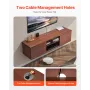 Floating TV Stand, 60" Wall Mount Entertainment Center with Adjustable Shelf & Sliding Doors, 2 Tiers Floating TV Shelf with Sto