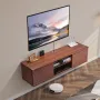 Floating TV Stand, 60" Wall Mount Entertainment Center with Adjustable Shelf & Sliding Doors, 2 Tiers Floating TV Shelf with Sto