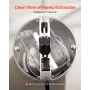 Honey Extractor, 2 Frame Manual Honey Spinner with Transparent Lid, Stainless Steel Honeycomb Drum Spinner with Height Adjustabl