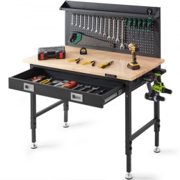Multifunctional Solid Wood Workbench 48x24" with Pegboard Power Outlets