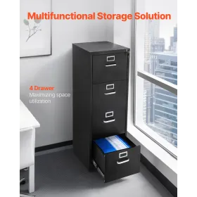 4 Drawer File Cabinet Metal Vertical Cabinet with Lock for Home Office
