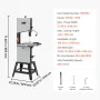 Band Saw, 340mm / 13.39-Inch, Benchtop Bandsaw with Stand, 440-846 RPM Continuously Viable Speed, 1100W 1.5HP, 220V, Optimized W