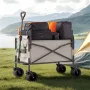 Collapsible Folding Wagon, 550lb Load & 220L, 2 in 1 Foldable Wagon Cart Converts to Bench, Utility Wagon with Adjustable Handle