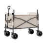 Collapsible Folding Wagon, 550lb Load & 220L, 2 in 1 Foldable Wagon Cart Converts to Bench, Utility Wagon with Adjustable Handle