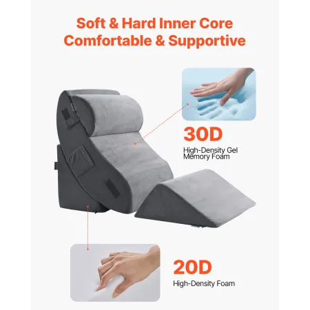Wedge Pillow for Sleeping, 4 Pcs Adjustable Orthopedic Bed Wedge Set, Support Leg Neck Shoulder, Post Surgery Pillow for Back Pa