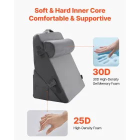 Orthopedic Bed Wedge Pillow 3 Pcs Adjustable for Back Leg Neck GERD Sleep