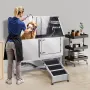 127 cm hundepleje badekar rustfrit stål w ramp vandfilter