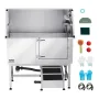 127 cm hundepleje badekar rustfrit stål w ramp vandfilter