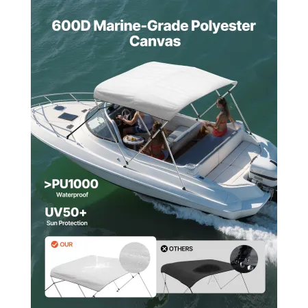 3 Bow Boat Bimini Tops 6 ft lang 600d Polyester Markise