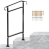 Wrought Iron Handrail, Fit 1 or 2 Steps Outdoor Stair Railing, Adjustable Front Porch Hand Rail, Black Transitional Hand