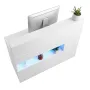 Reception Desk, 47.24 x 18.7 x 39.37 in Rectangular Front Counter Table, Office Reception Desk with LED Light, 2 Drawers and Pow