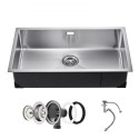 76cm Kitchen Sink Undermount Single Bowl Drop-In Basin Stainless Steel Bar