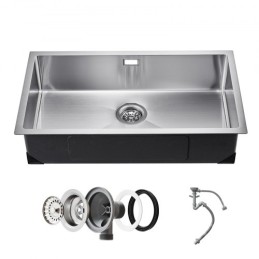 76cm Kitchen Sink Undermount Single Bowl Drop-In Basin Stainless Steel Bar
