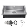 76cm Kitchen Sink Undermount Single Bowl Drop-In Basin Stainless Steel Bar