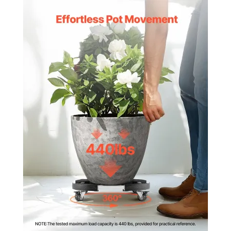 Trash Can Dolly with 4 Lockable Wheels, 440lbs Weight Capacity, 2 Packs Round Trash Can Roller Base, 15-22.8 in Adjustable, Heav