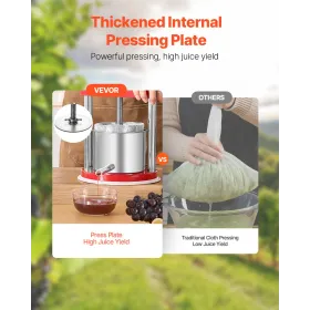 Frugtvin Press Manual Press til vin Making 0,44 gal/1,65L rustfrit stål
