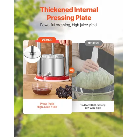 0.44 Gal/1.65L Fruit Wine Press, 2 Stainless Steel Barrels, Manual Juice Maker, Cider Apple Grape Tincture Honey Olive Oil Makin