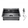 68cm Kitchen Sink Topmount Single Bowl Drop-In Basin Stainless Steel Black