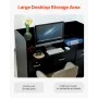 Reception Desk, 47.24 x 18.9 x 39.37 in Rectangular Front Counter Table, Office Reception Counter with Lockable Drawer and Stora
