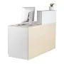 Reception Desk, 55.12 x 23.62 x 43.31 in Rectangular Front Counter Table, Office Reception Counter with Lockable Drawer and Stor
