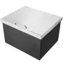 Drop in Ice Chest, 28"L x 16"W x 17"H Stainless Steel Ice Cooler, Commercial Ice Bin with Hinged Cover, 40 qt Outdoor Kitchen Ic