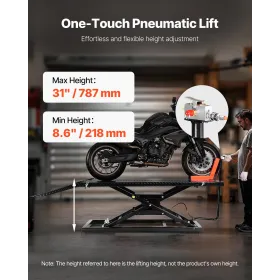 Motorcycle Jack Lift 1500lb Pneumatic Motorcycle Stand Removable Workbench