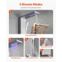 Shower Panel Tower System with Rainfall Waterfall Shower Head, LED, 53 in Brushed Stainless Steel Shower Column, 5-Function Fauc