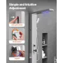 Shower Panel Tower System with Rainfall Waterfall Shower Head, LED, 53 in Brushed Stainless Steel Shower Column, 5-Function Fauc