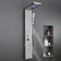 Shower Panel Tower System with Rainfall Waterfall Shower Head, LED, 53 in Brushed Stainless Steel Shower Column, 5-Function Fauc