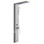 Shower Panel Tower System with Rainfall Waterfall Shower Head, LED, 53 in Brushed Stainless Steel Shower Column, 5-Function Fauc