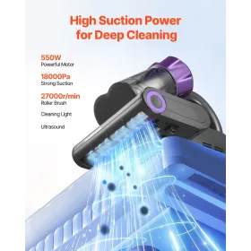 Mattress Vacuum Cleaner with 18Kpa Powerful Suction HEPA Filter 550W Gray