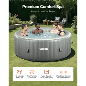 Inflatable Hot Tub 2 to 4 Person 1800 x 660 mm Round Portable Outdoor Spa