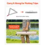 24in Aquatic Weed Rake, 3-Sided Lake Weed Rake with Handle, Portable and Foldable Pond Water Grass Razor, Stainless Steel Throwa