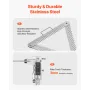 24in Aquatic Weed Rake, 3-Sided Lake Weed Rake with Handle, Portable and Foldable Pond Water Grass Razor, Stainless Steel Throwa