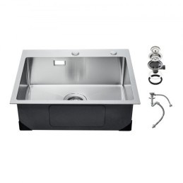 68cm Kitchen Sink Top Mount Single Bowl Drop-In Basin Stainless Steel Bar