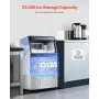 Commercial Ice Maker Machine, 110lbs/24H Ice Maker Machine with 33lbs Storage Capacity, 50 Ice Cubes in 15 Minutes, LED Digital 