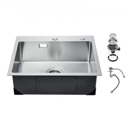 55cm Kitchen Sink Top Mount Single Bowl Drop-In Basin Stainless Steel Bar
