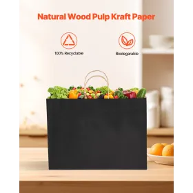 Kraft Paper Bags with Handles 100Pcs 16x6x12 in Party Shopping Bag Black