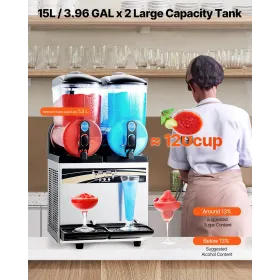 Commercial Slushy Machine 15Lx2 Tank Margarita Smoothie Frozen Drink Maker